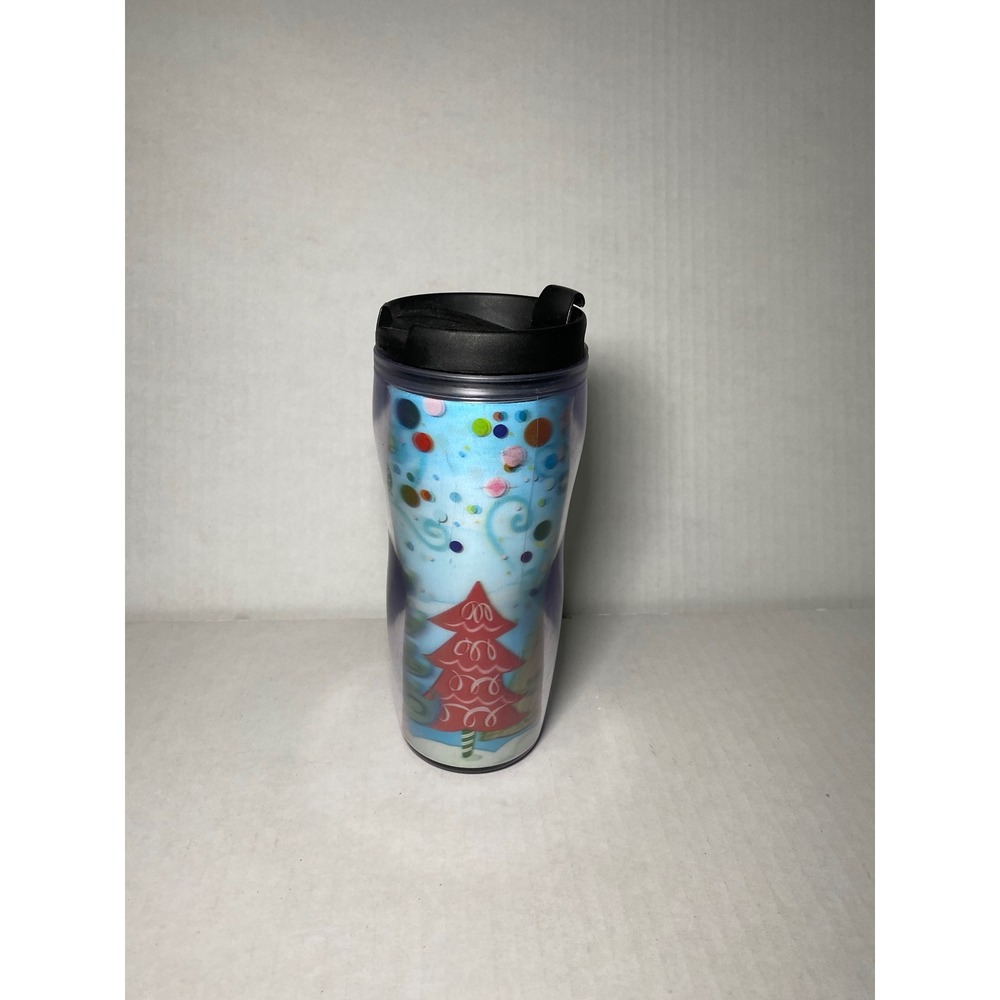 Starbucks 2004 Holiday Christmas Tree Travel Tumbler Coffee Mug 16oz Blue Red